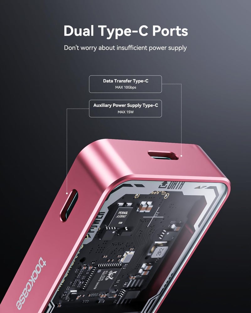 DOCKCASE Explorer Edition M.2 NVMe SSD Enclosure,Support 10s PLP Prevents Write Data Loss,USB 3.2 Gen 2 Type-C (10 Gbps), fits NVMe PCIe,Size 2230/2242/2260/2280,Support M-Key B+M Key UASP - Image 3